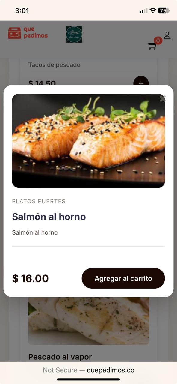 Mockup de la aplicación QuePedimos Express